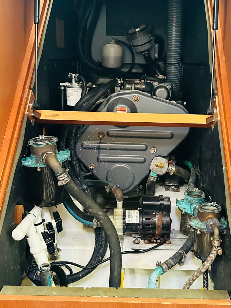 Engine compartment of a 2015 Beneteau Oceanis 45 sailboat, s