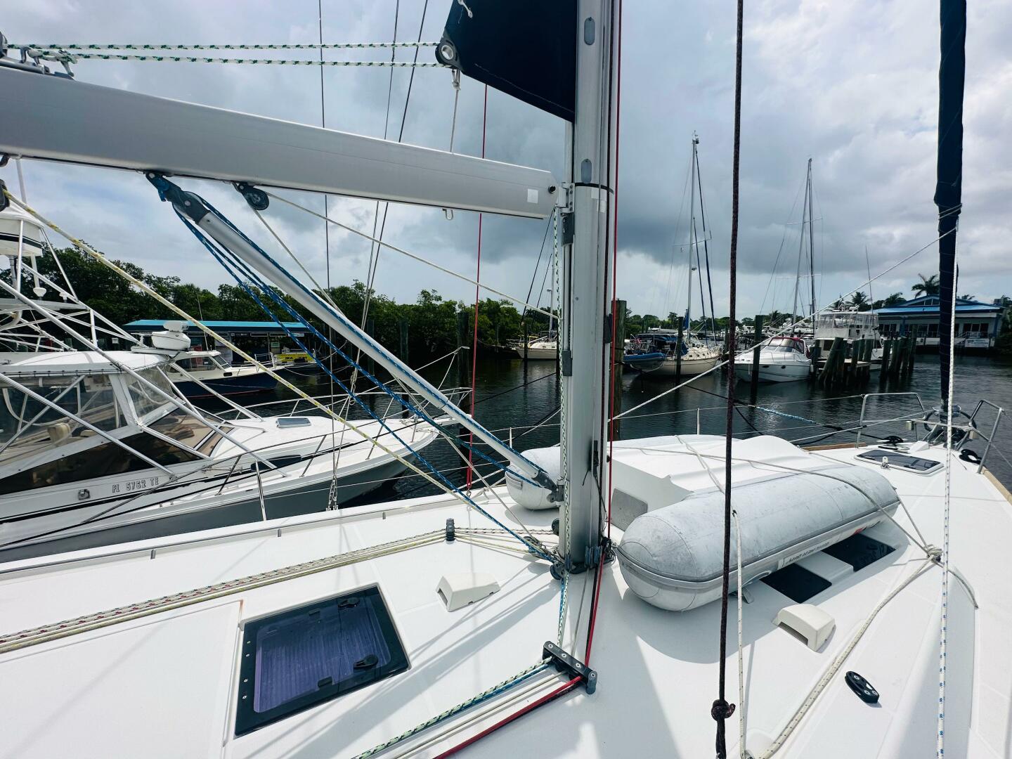 Beneteau Oceanis 45 sailboat deck, 2015 model, docked with o
