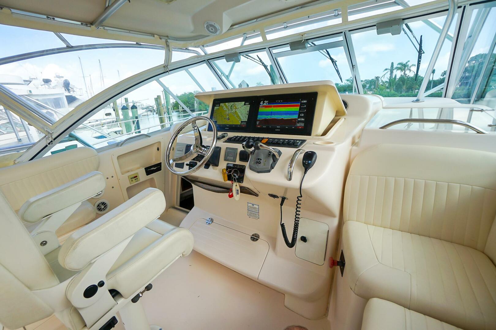 2007 Grady-White Express 360 helm with modern navigation sys
