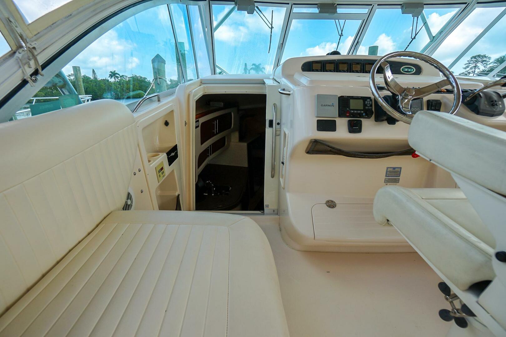 2007 Grady-White Express 360 boat interior with helm and sea