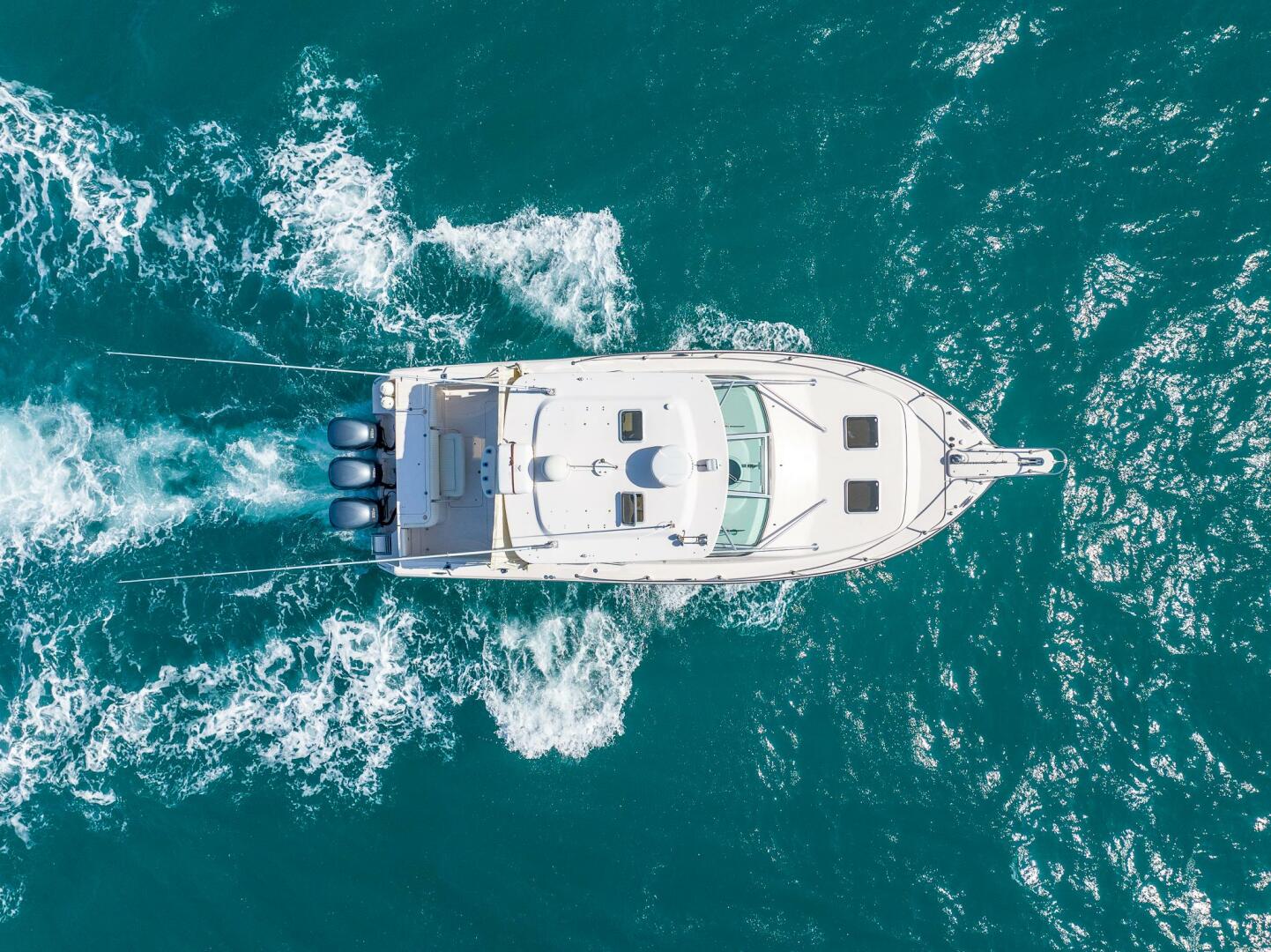 Aerial view of 2007 Grady-White Express 360 boat cruising on