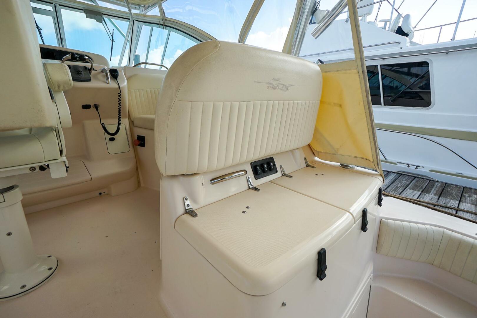 2007 Grady-White Express 360 boat interior with beige seatin