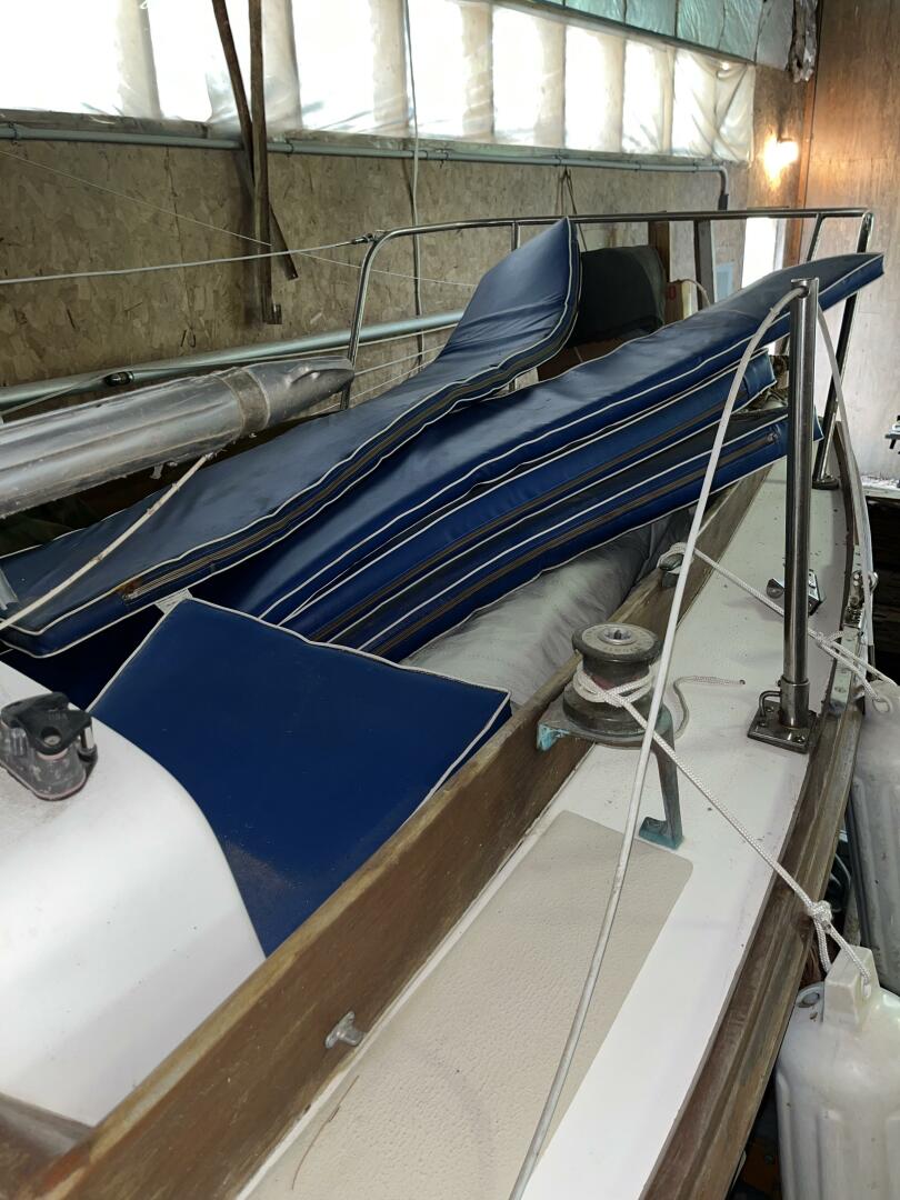 Cockpit cushions on deck