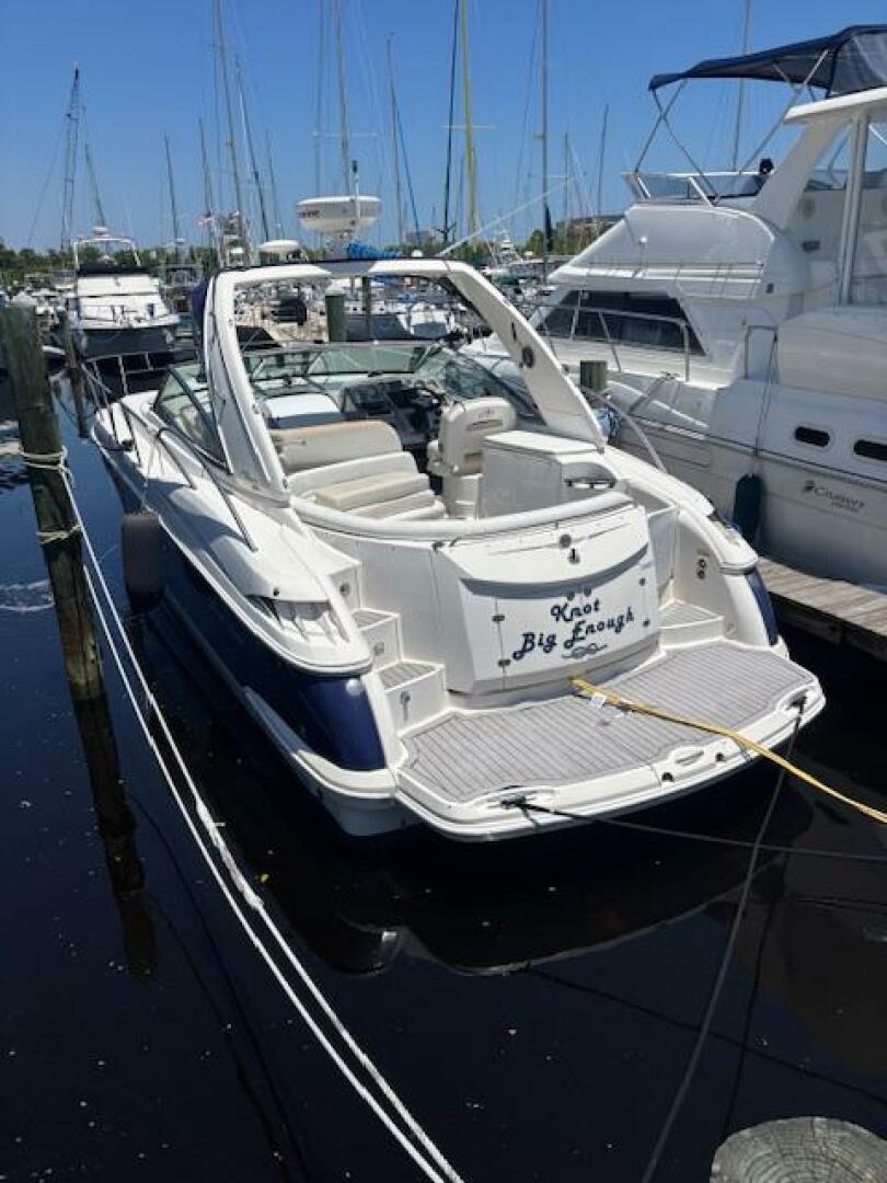 2007 Monterey 350 Sport Yacht docked, rear view with 