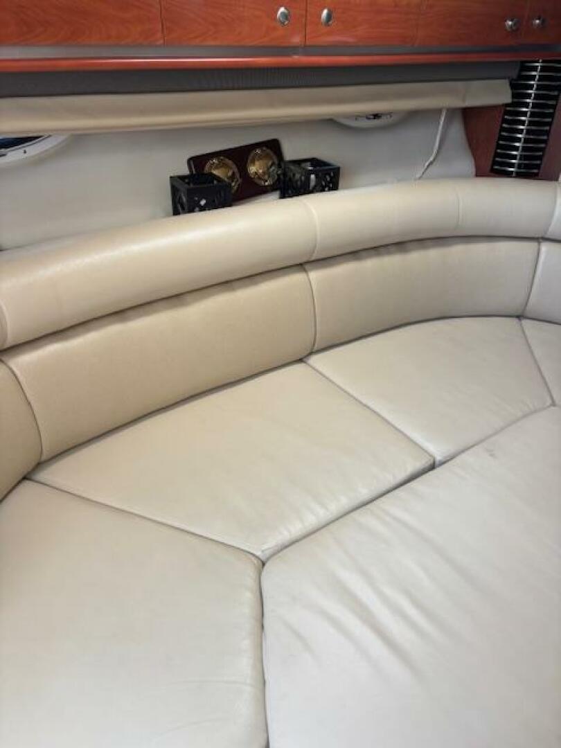 Interior of 2007 Monterey 350 Sport Yacht with beige seating