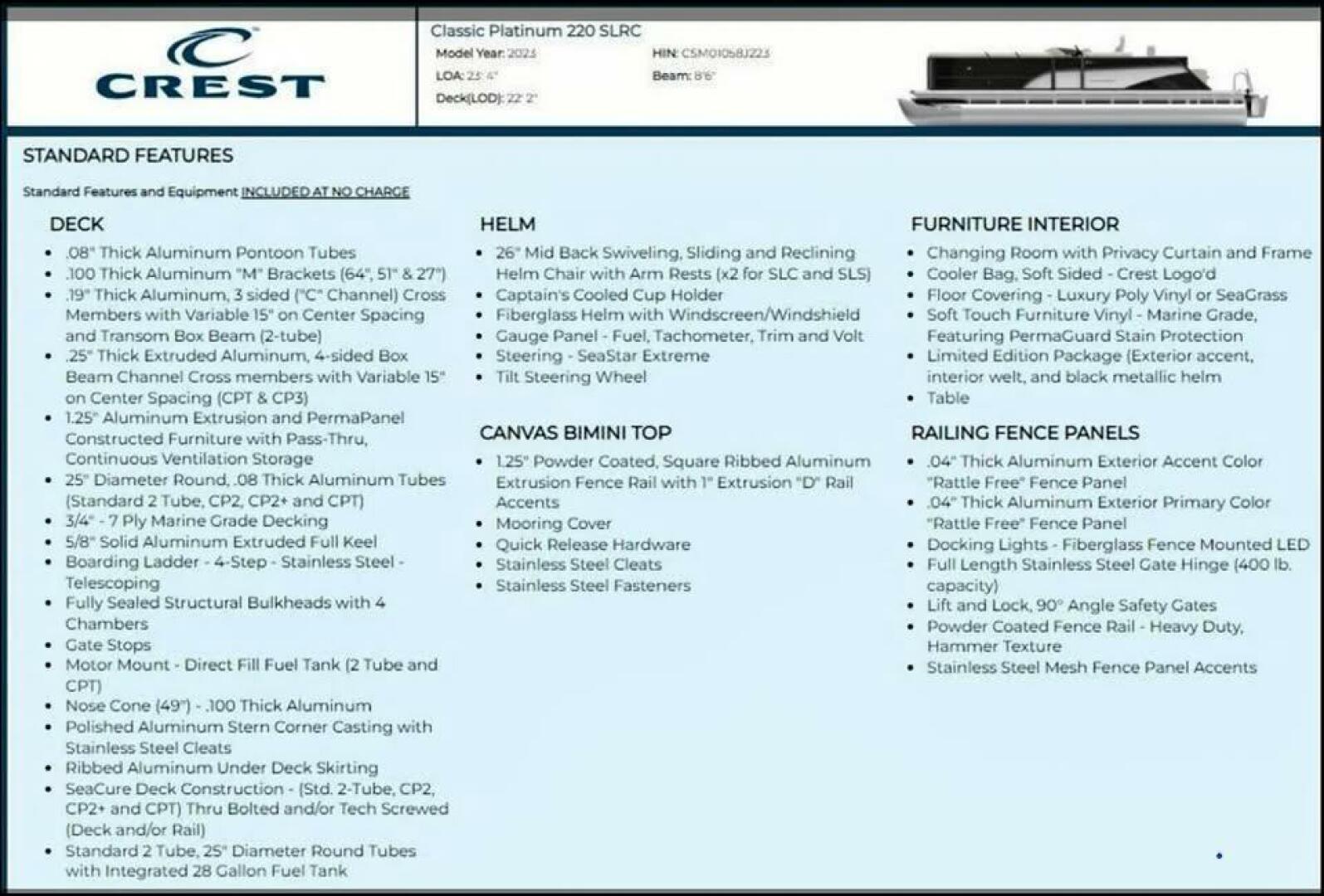22ft Crest Yacht For Sale