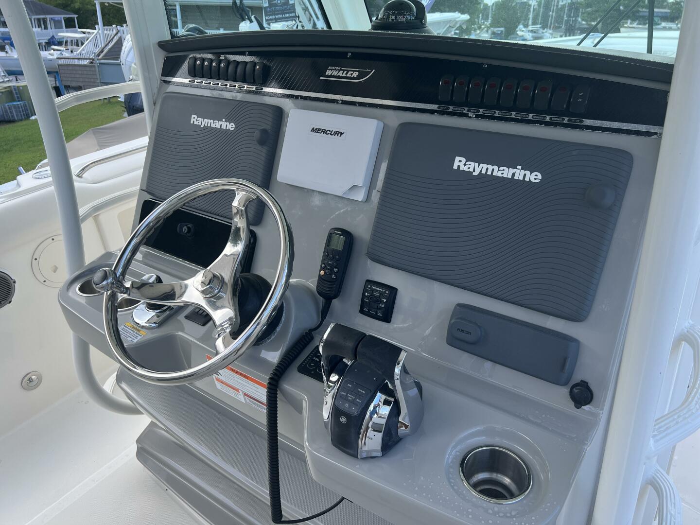 2014 Boston Whaler 350 Outrage Helm from Starboard with all 