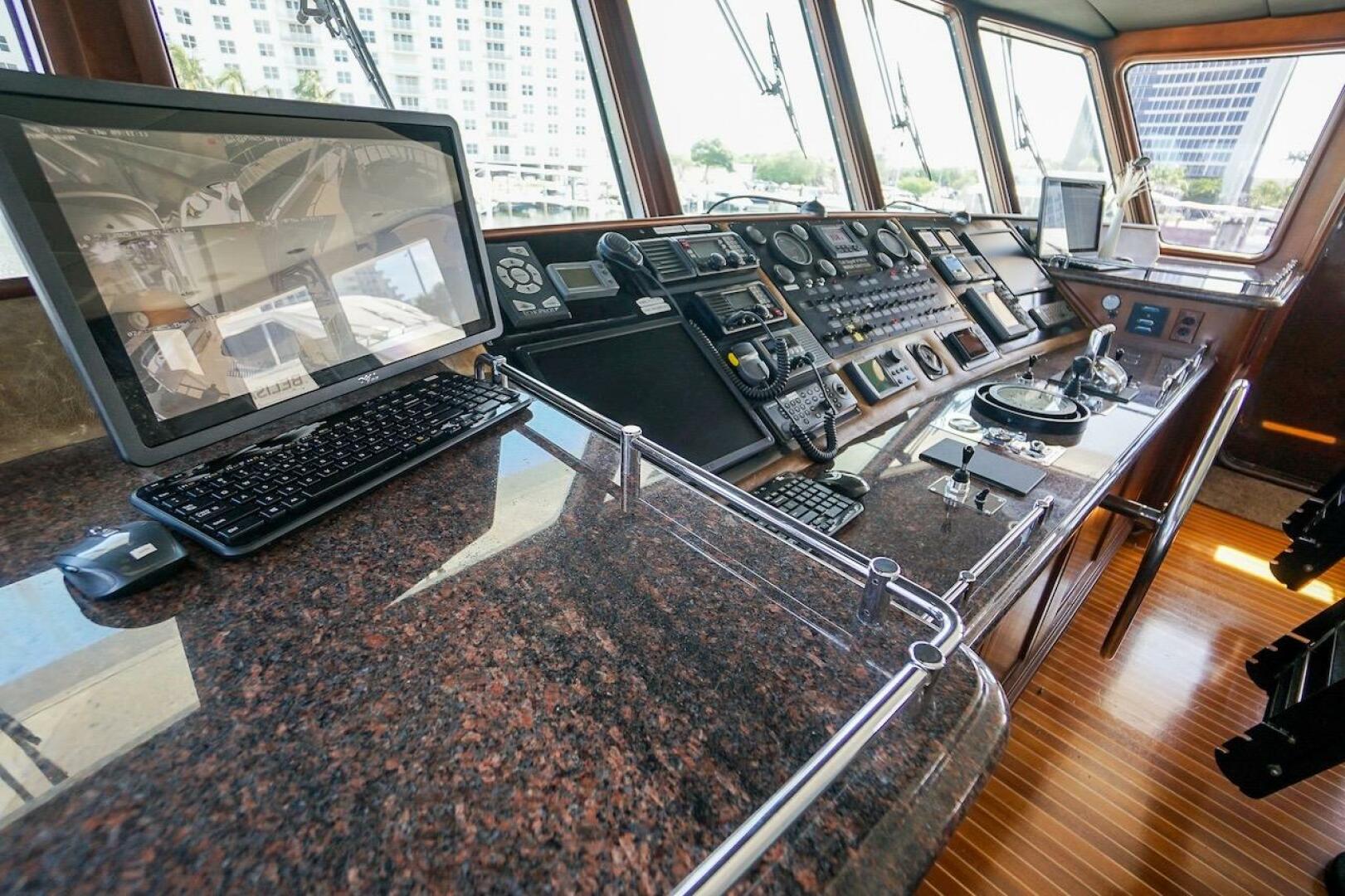 Bridge control panel of 1996 ABD 90 Explorer yacht with navi