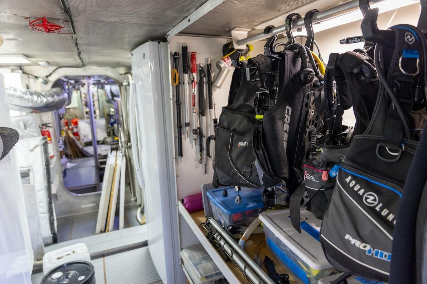 Diving equipment storage inside 1996 ABD 90 Explorer yacht, 