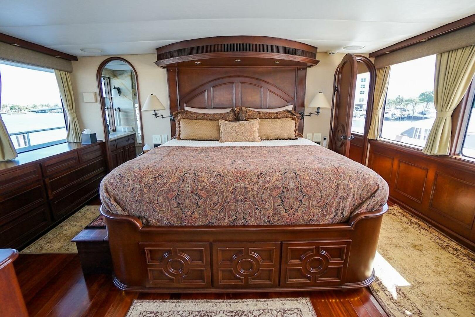 Luxurious bedroom interior on 1996 ABD 90 Explorer yacht wit