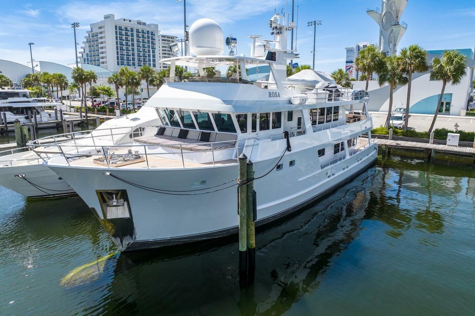 Luxury yacht docked at marina, ABD 90 Explorer, 1996 model, 