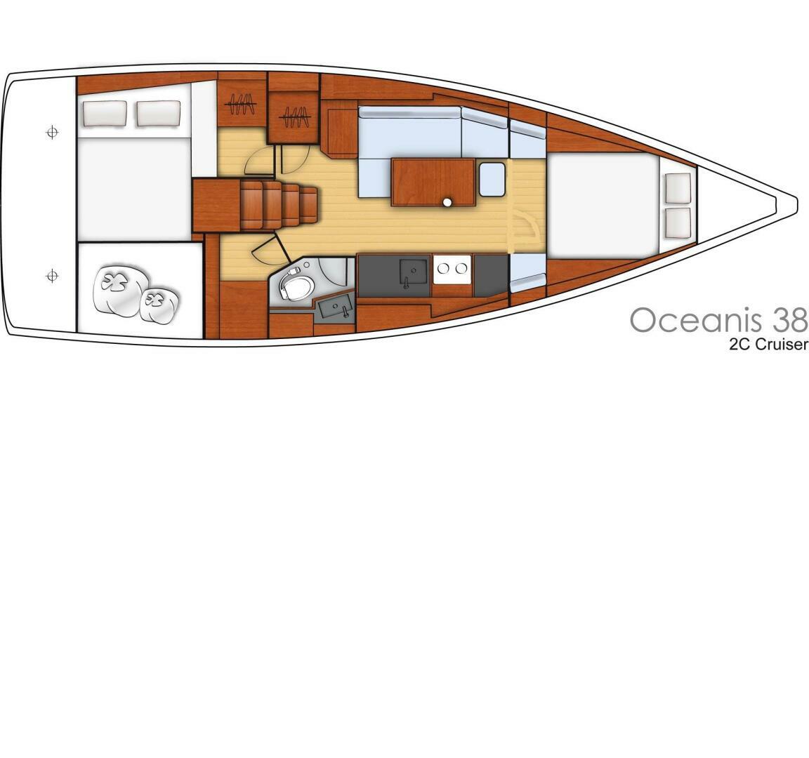 Beneteau Oceanis 38 Weekender Line Drawing