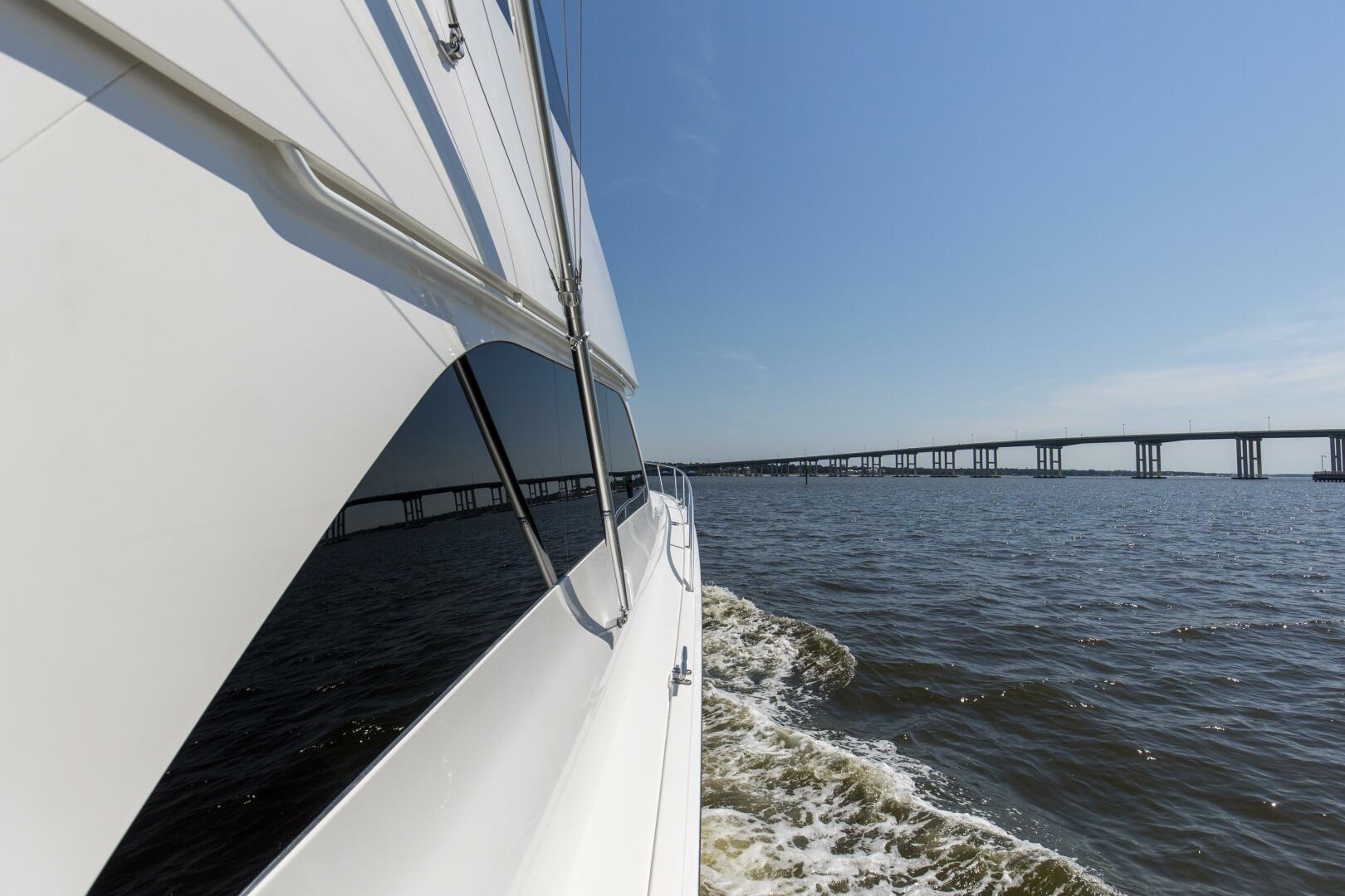 2007 64 Viking Enclosed Bridge Reel Blues Starboard Side
