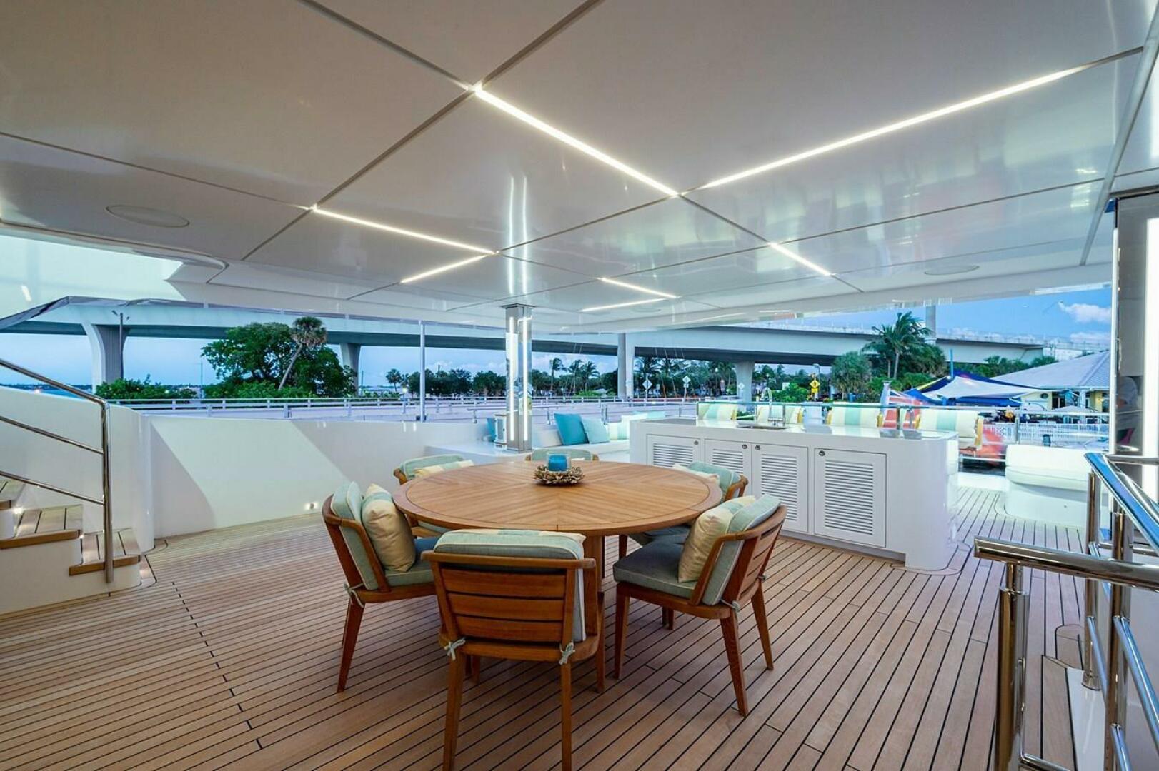 Luxurious 2020 Majesty 140 yacht deck with elegant seating a