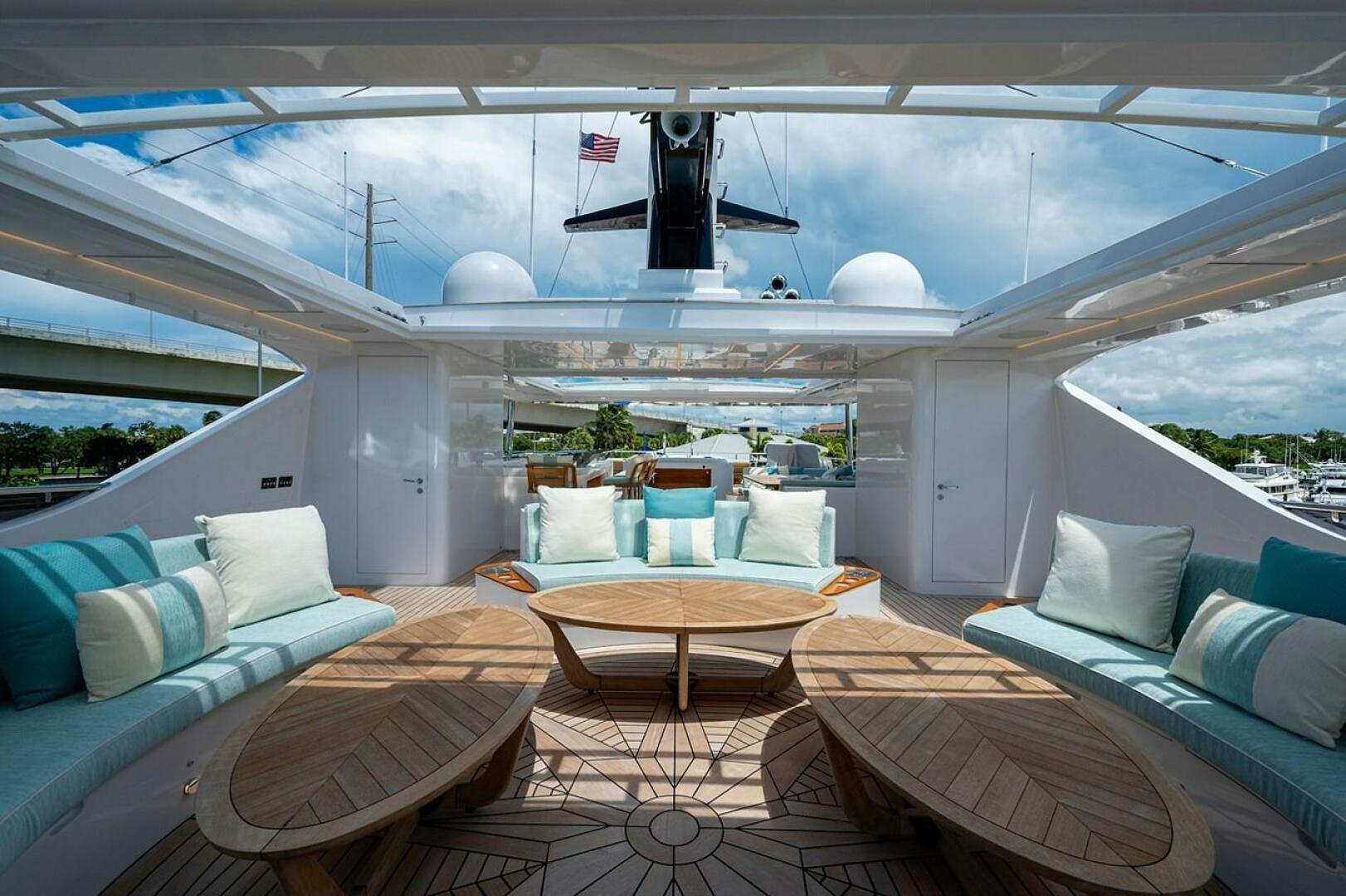 Luxurious 2020 Majesty 140 yacht interior with elegant seati