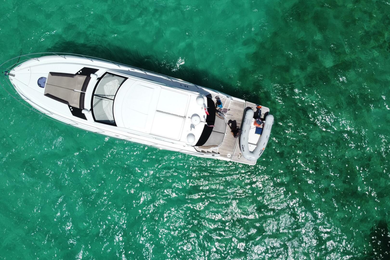 Aerial view of 2014 Beneteau Gran Turismo 44 yacht on turquo
