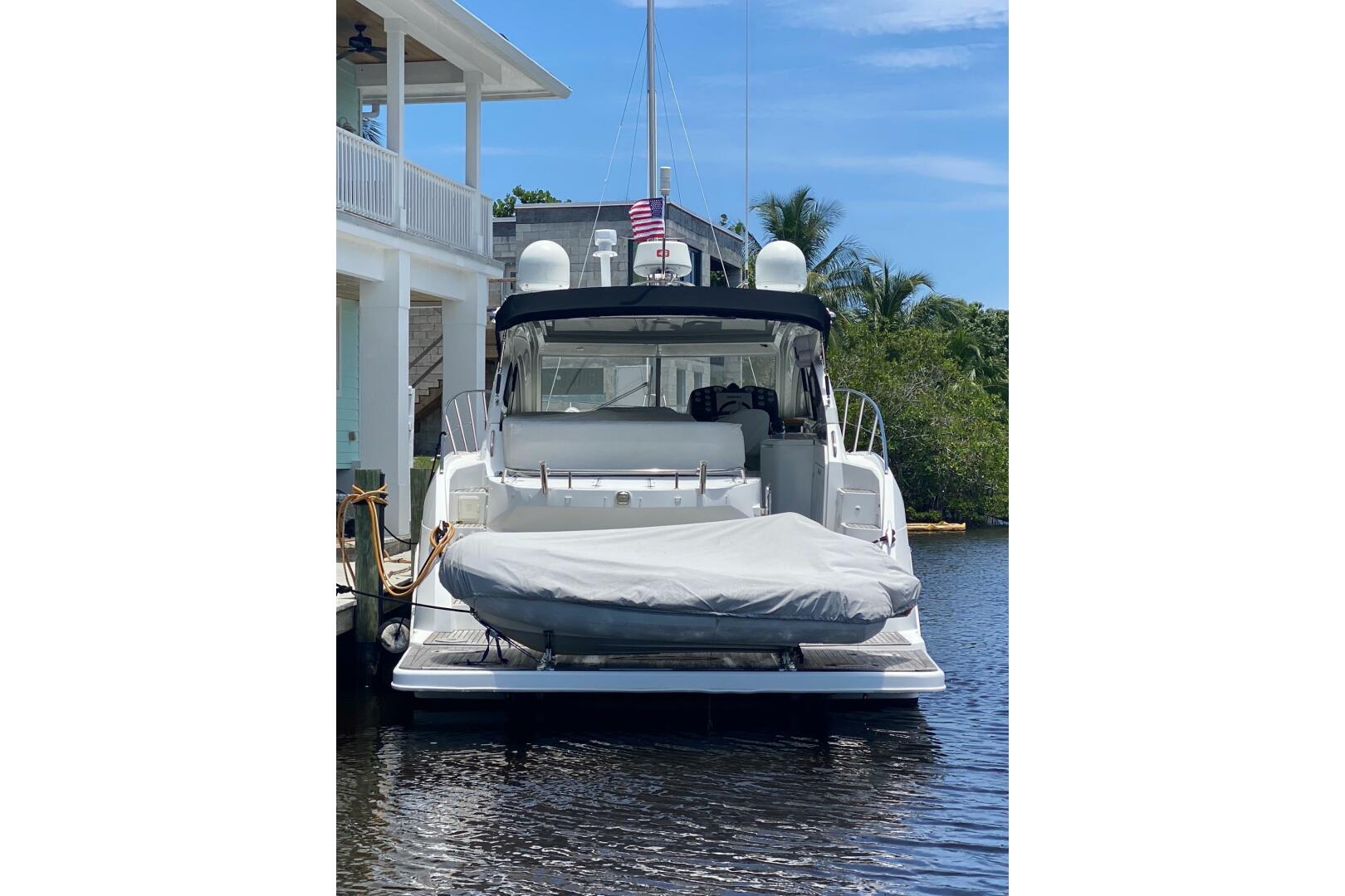 2014 Beneteau Gran Turismo 44 yacht docked, rear view with c