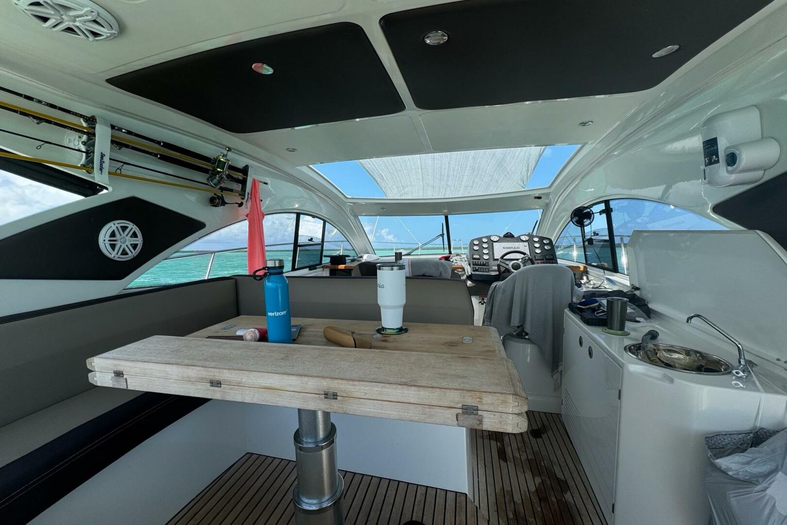 Interior of 2014 Beneteau Gran Turismo 44 yacht with wooden 