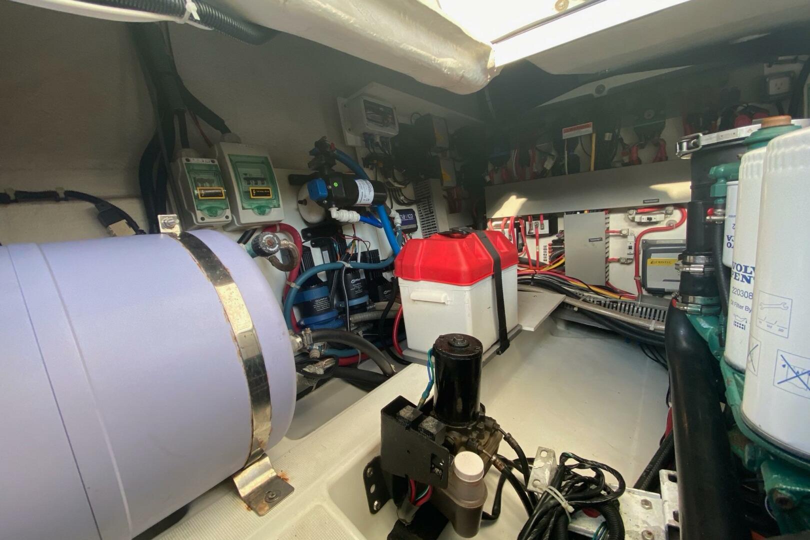 Engine room of 2014 Beneteau Gran Turismo 44 with various me