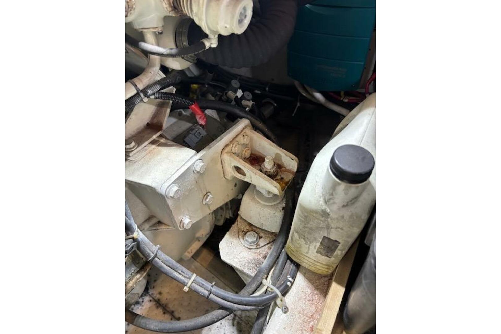 Engine compartment of 2004 Carver 466 Motor Yacht with visib