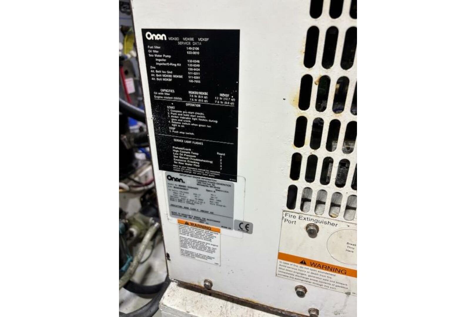 Onan generator panel on 2004 Carver 466 Motor Yacht, showing