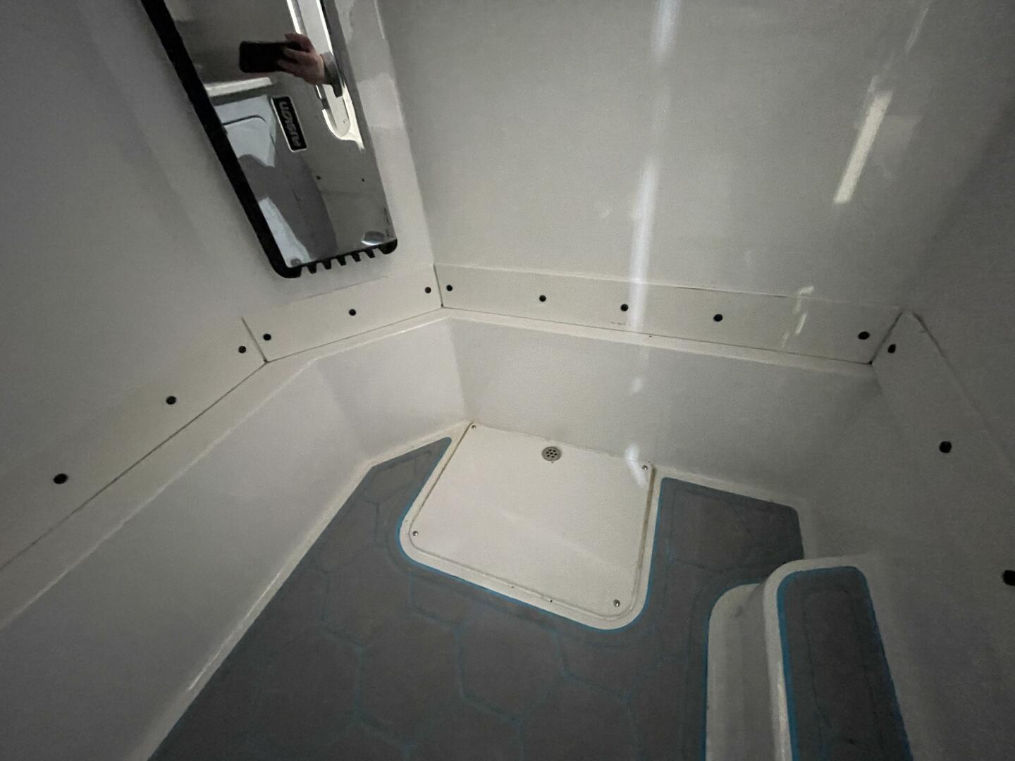 Shower Pan and Fiberglass Interior in Boat Head Compartment
