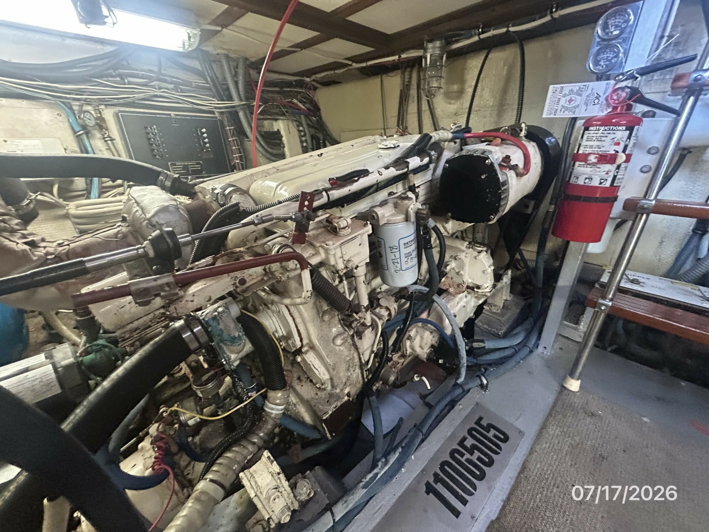 48' Hatteras port main engine2