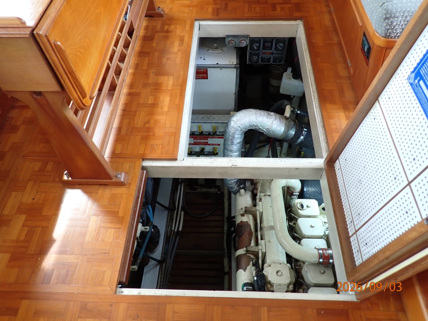 42' Grand Banks engine room access2