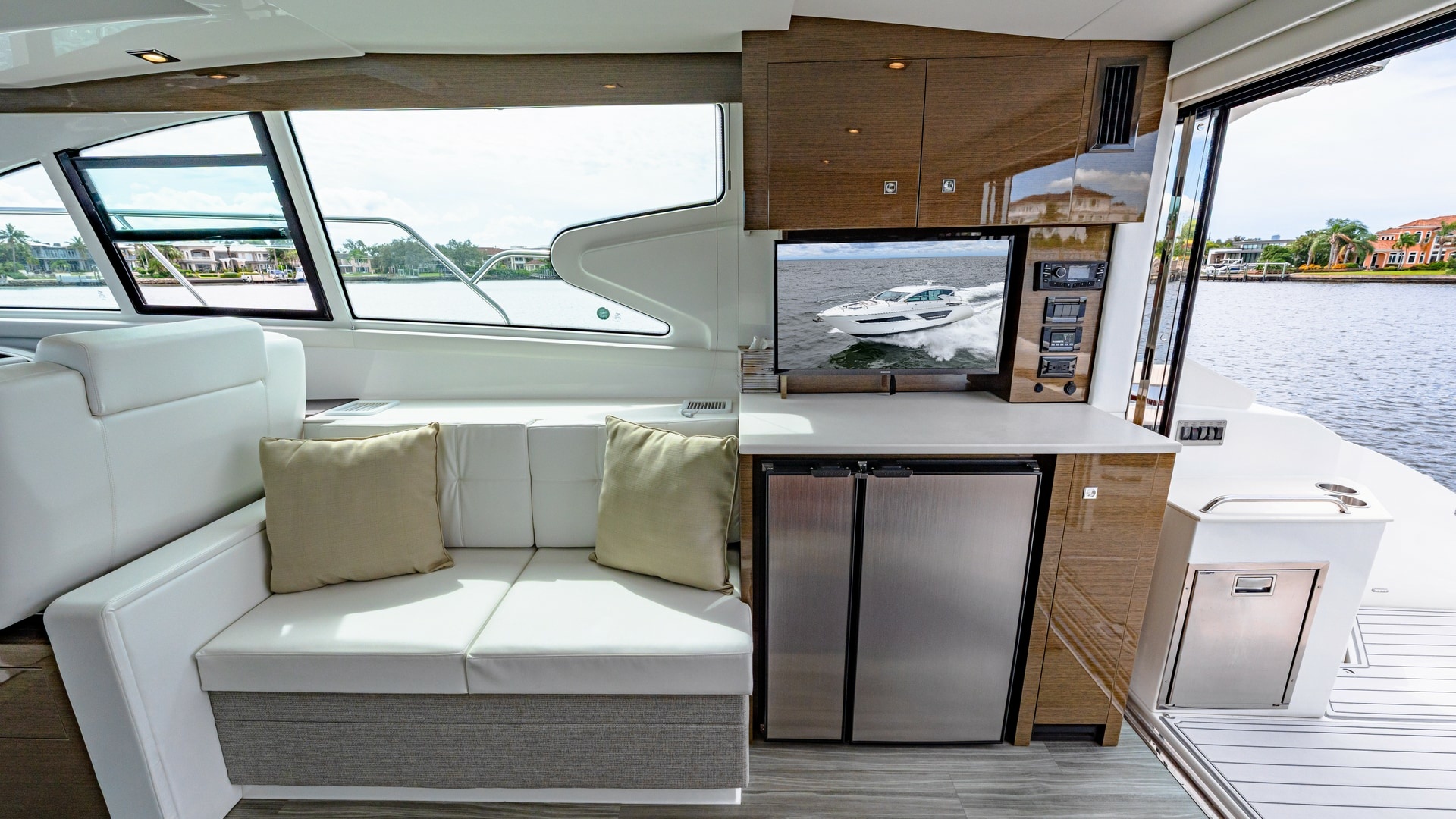 Salon with Entertainment and Galley Area