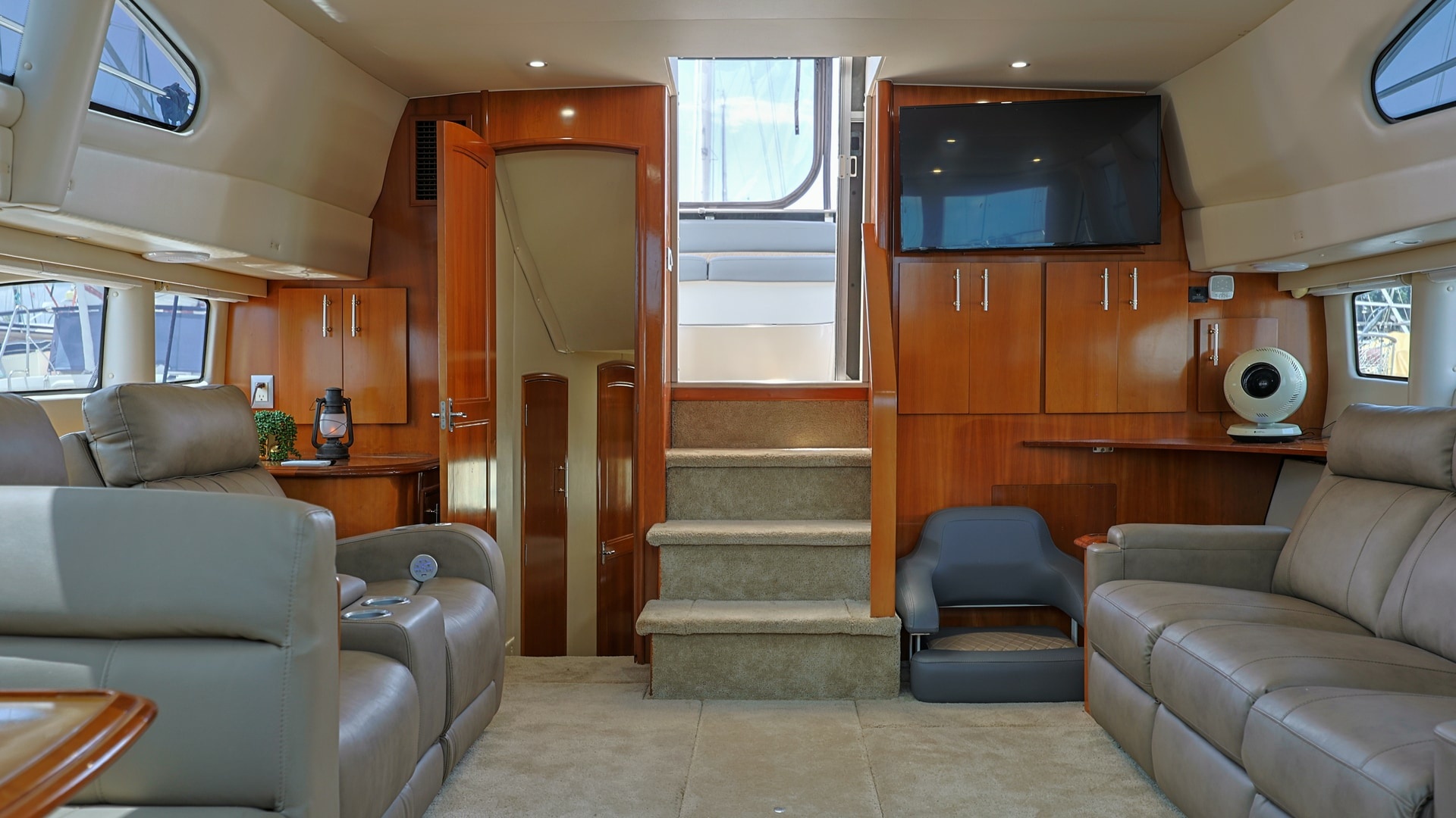 Spacious Interior Salon with Entertainment Center