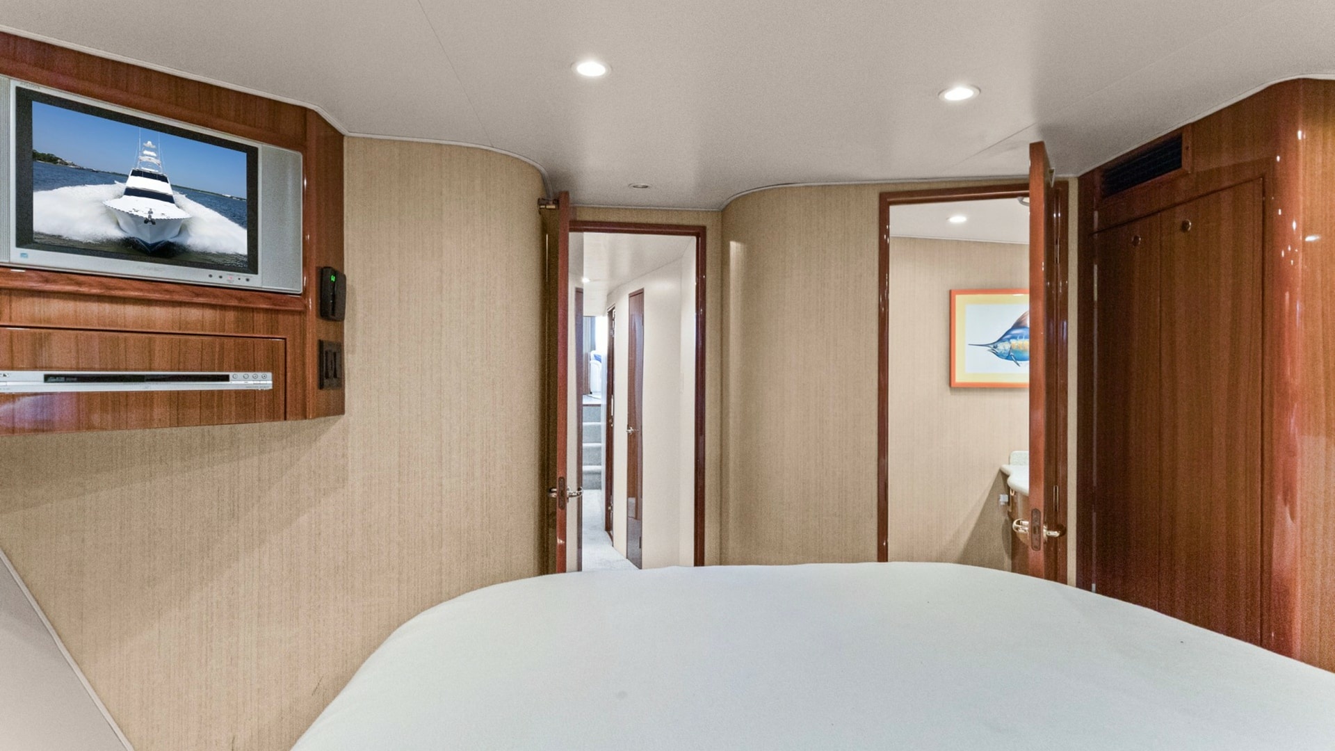 2005 61 Viking Enclosed Bridge Kelkat VIP Stateroom (2)