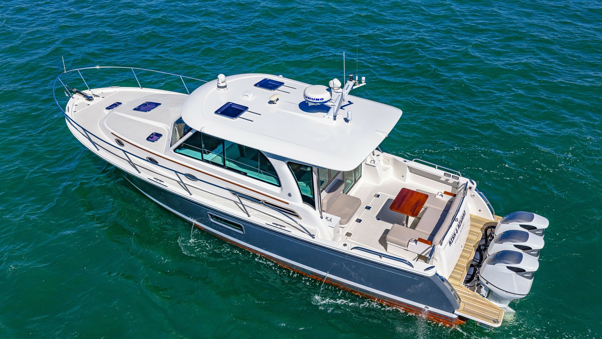 Aerial View of Back Cove 390 Deck