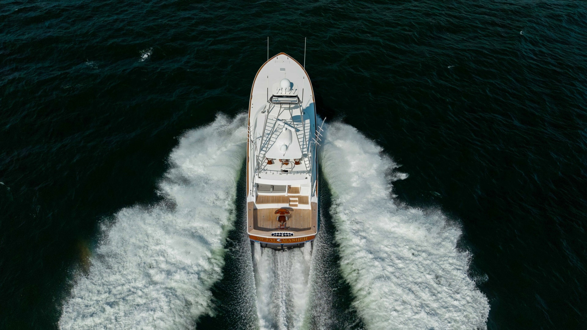 Aerial View of Running Yacht