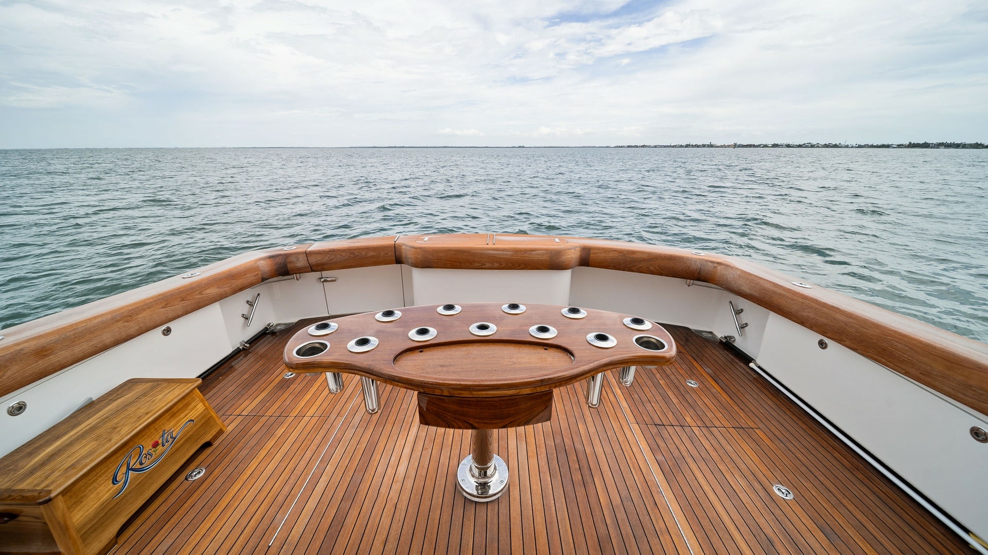 Spacious Teak Aft Deck with Rod Holders