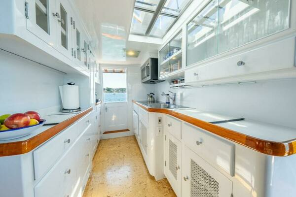 Photo of the 1958 Trumpy Fantail Houseboat "BERNADETTE"