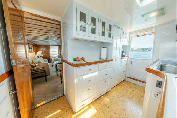 Photo of the 1958 Trumpy Fantail Houseboat "BERNADETTE"