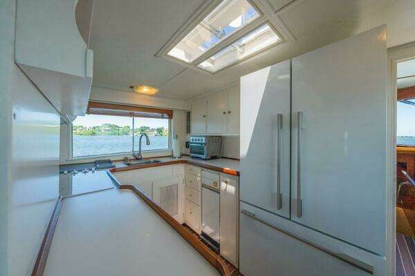 Photo of the 1970 Trumpy Houseboat "ABSOLUTE"