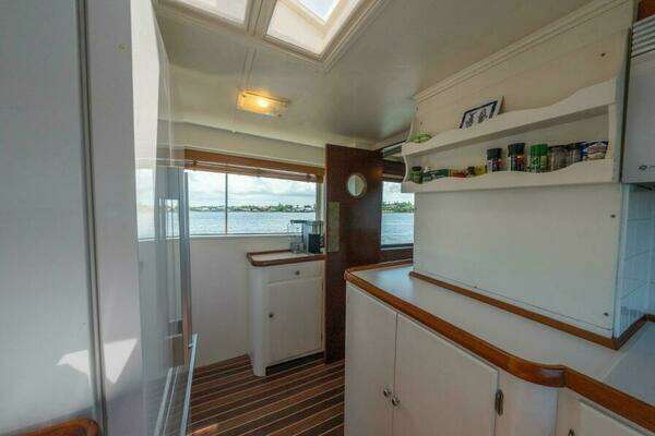Photo of the 1970 Trumpy Houseboat "ABSOLUTE"