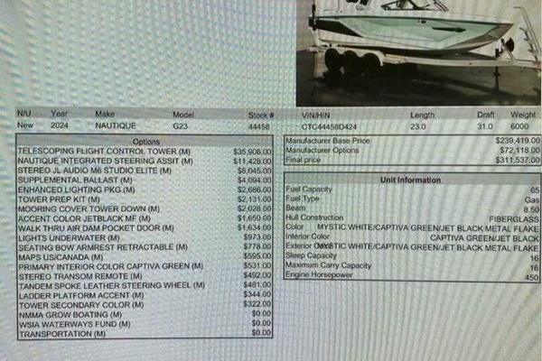 23ft Nautique Yacht For Sale