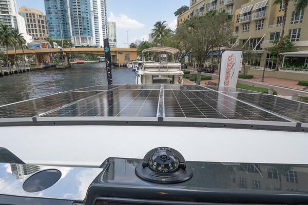 Alva OE 54 Flybridge Looking Over Coach Roof Solar Panels