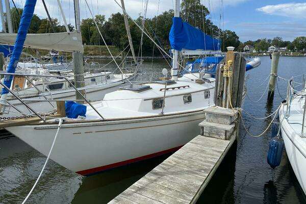 Photo of the 1987 Dickerson 37 aft cockpit "Morning Light"