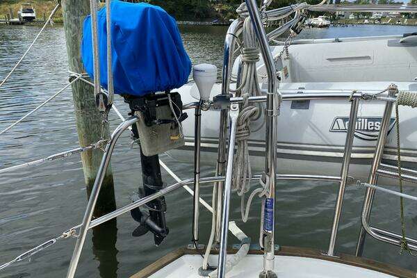 Photo of the 1987 Dickerson 37 aft cockpit "Morning Light"