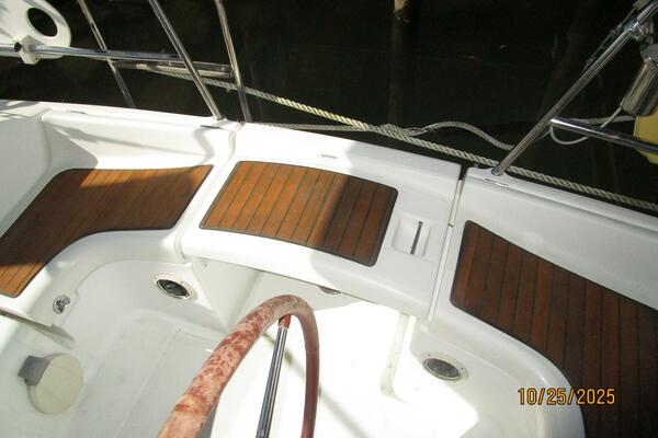 37' Beneteau cockpit transom pass-thru