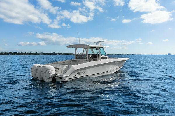 2019 Boston Whaler 380 Outrage 'Lima Kilo' - Profile Stern 3/4 Starboard