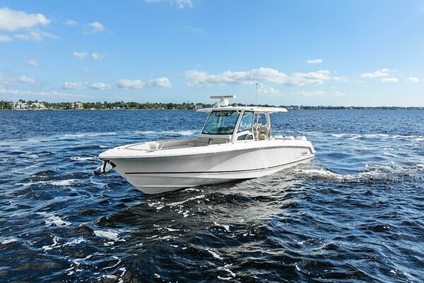 2019 Boston Whaler 380 Outrage 'Lima Kilo' - Profile Bow 3/4 Port