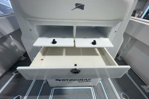 Tackle Storage Drawers and Rigging Station on Fishing Boat