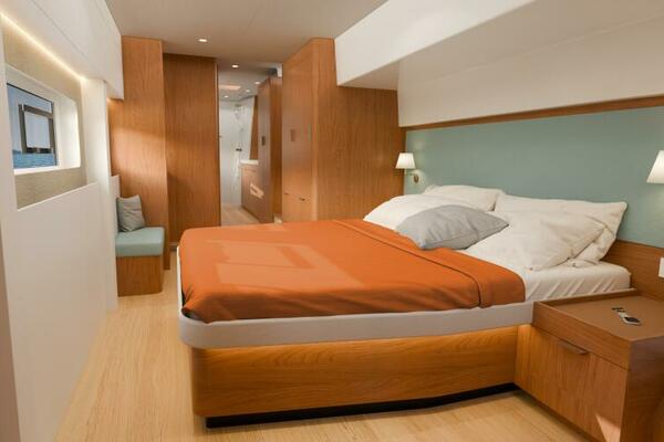 View Of The Double Bed In The Owner’s Cabin
