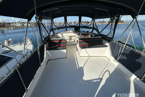 42' Grand Banks flybridge forward