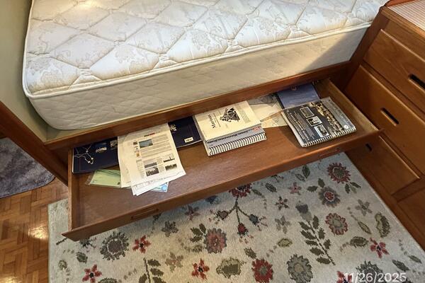42' Grand Banks master stateroom chart drawer
