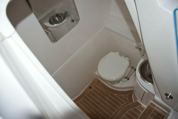 Raritan Electric Head, Stainless Steel Sink With Faucet, Shower Wand, And Drained Sole With SeaDek, Mirror.